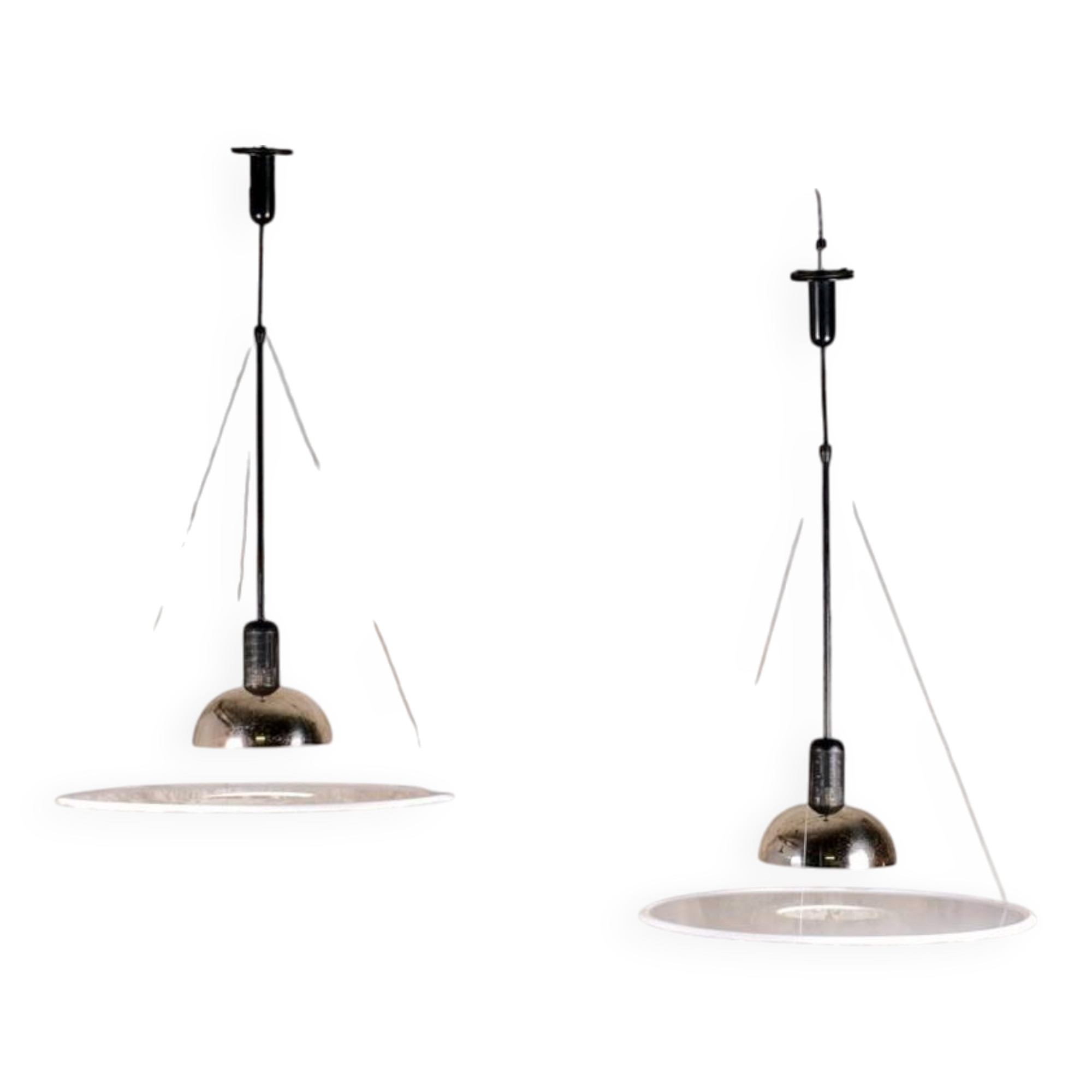 Pair of Frisbi 850 pendant lamps, Achille Castiglioni for Flos, 1970s