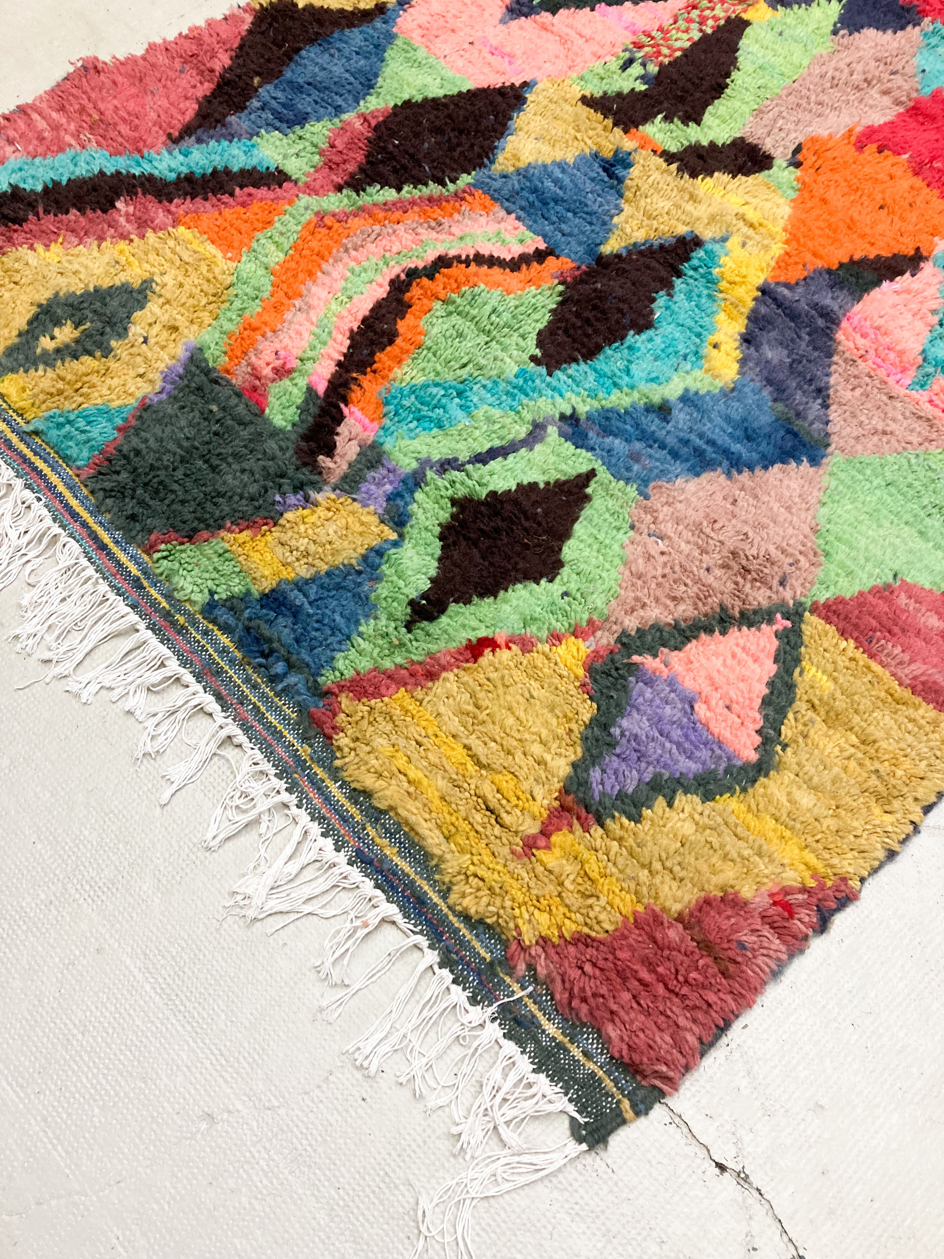 Moroccan Berber rug Boujaad with multicolored patterns 242x143cm