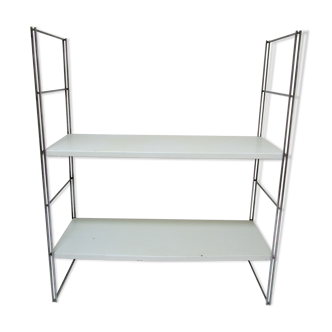 white metal and 60s steel thong shelf