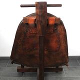 Brutalist oak lounge chair and ottoman, 1970s, set of 2