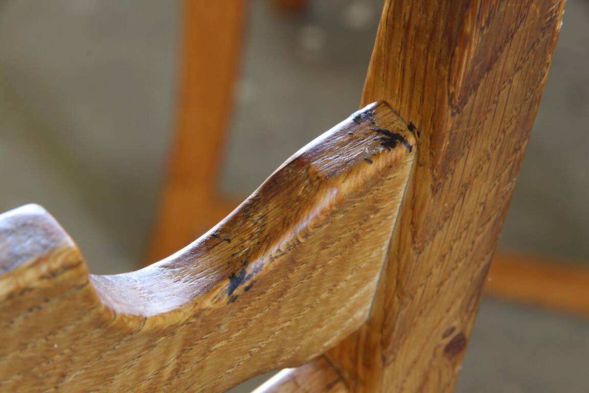 Vintage 1960s Danish farmhouse oak dining chairs in the style of Henning Kjærnulf