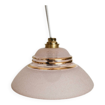 Suspension in pink and gold granite glass, portable lamp
