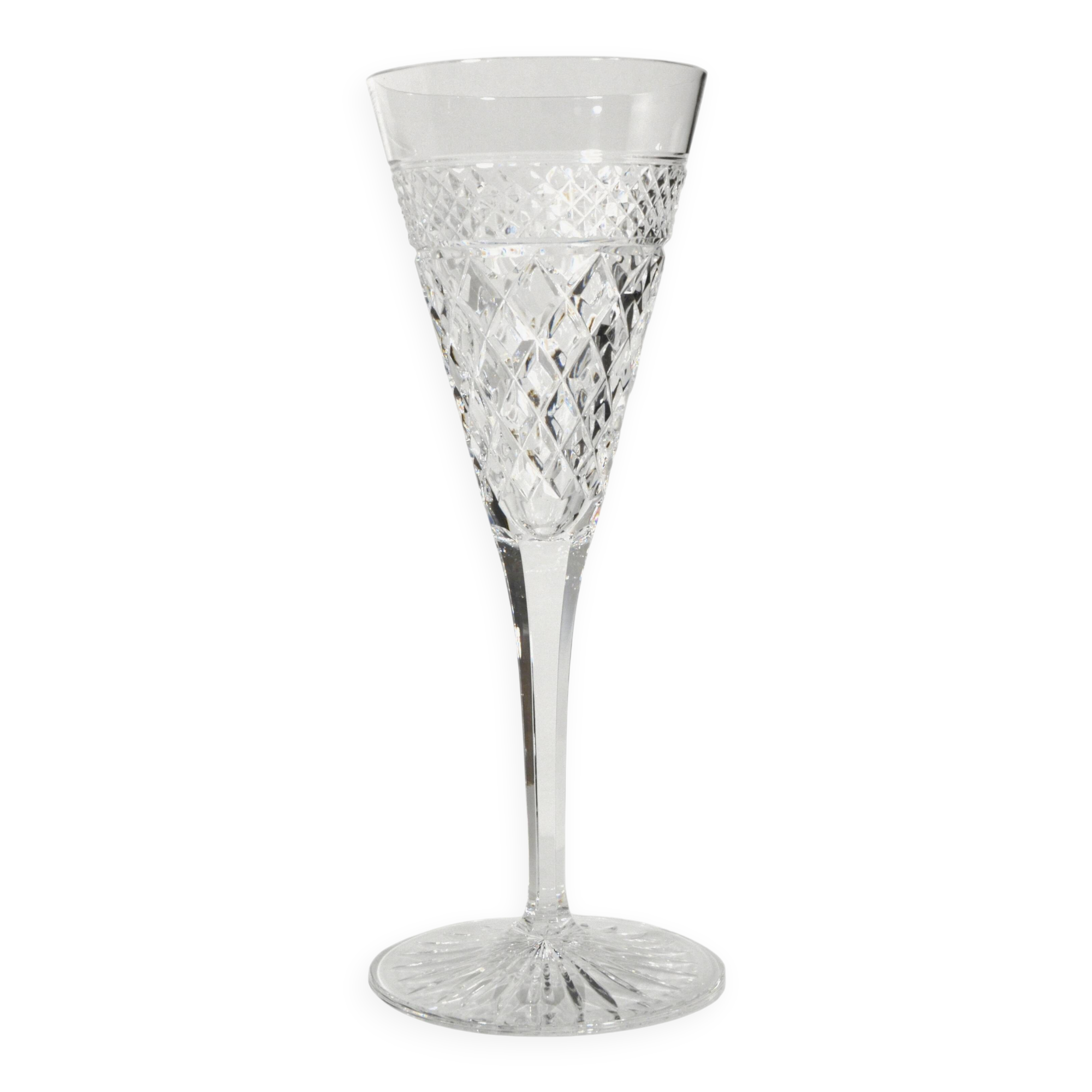 Hand-blown and cut crystal champagne flute, Josair, 1960s
