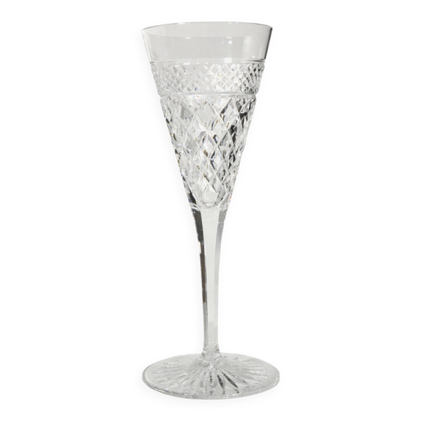 Flûte à champagne en cristal soufflé et taillé main, Josair, 1960's