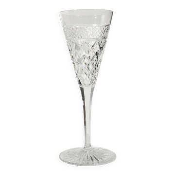 Flûte à champagne en cristal soufflé et taillé main, Josair, 1960's