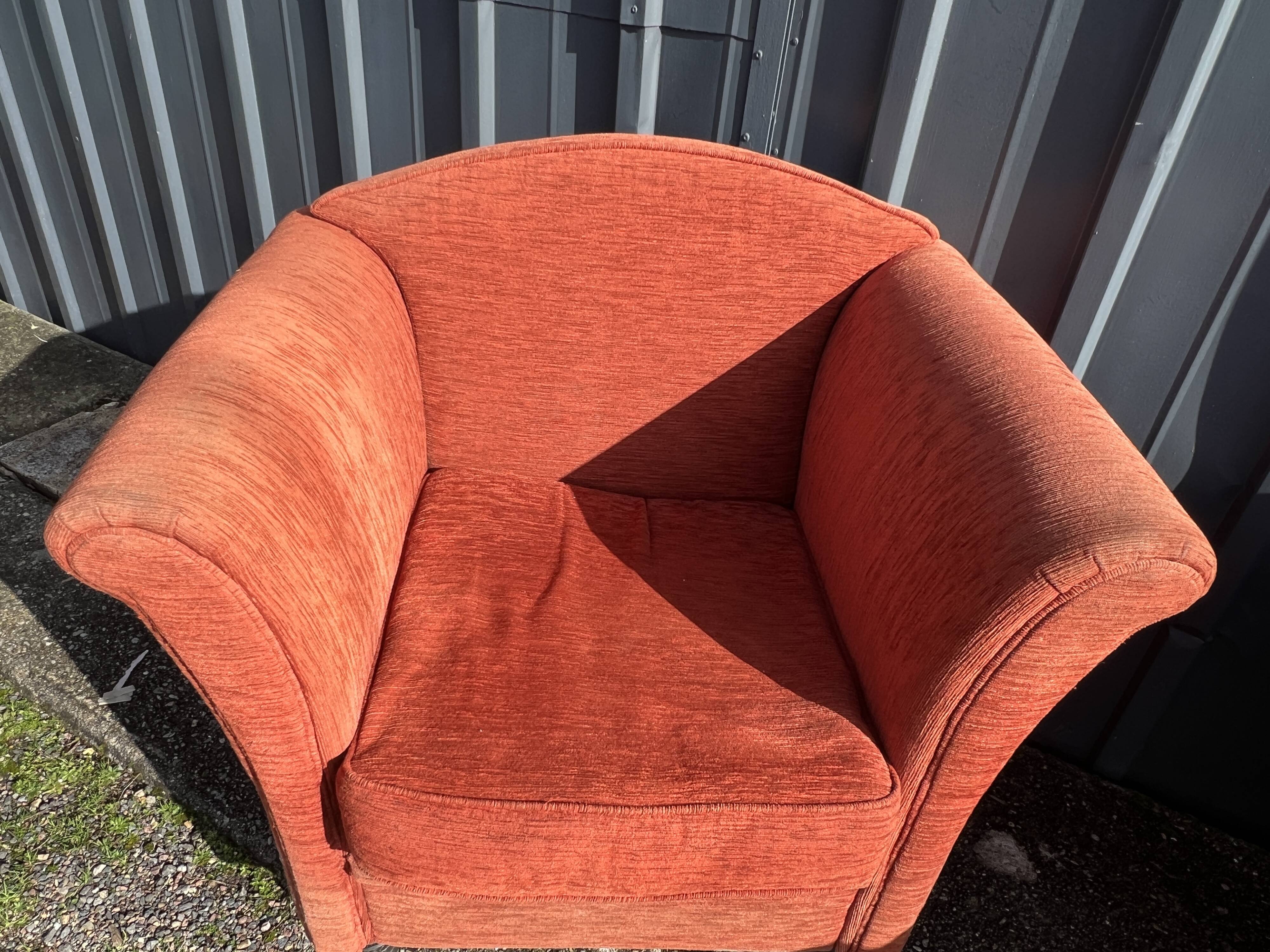 Pair of Art Deco style fabric club armchairs