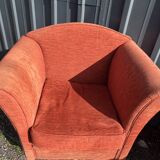 Pair of Art Deco style fabric club armchairs