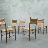 Mid-century italian dining chairs, 1950s, set of 5
