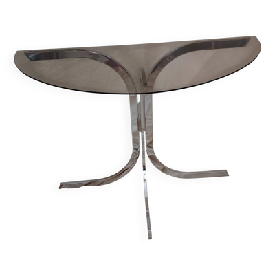 Console murale vintage 1970's verre et chrome