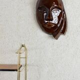 Signed brown enamel mask