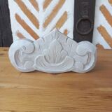 Linen patinated carved pediment woodwork