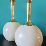 Paire de lampes de chevet en laiton et métal laqué écru, Danemark 1960