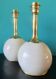 Pair of bedside lamps in brass and ecru lacquered metal, Denmark 1960