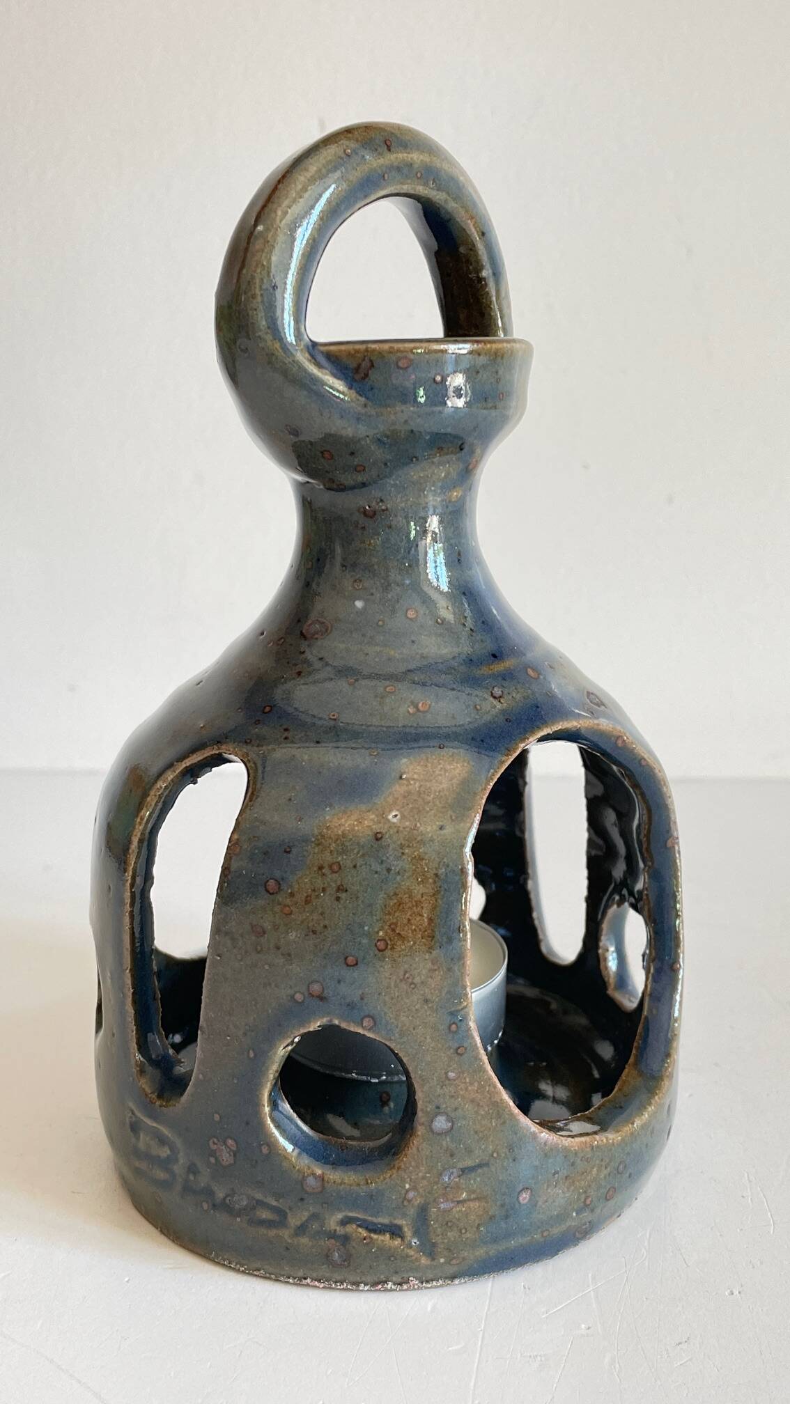 Vintage Handcrafted Stoneware Candle Holder