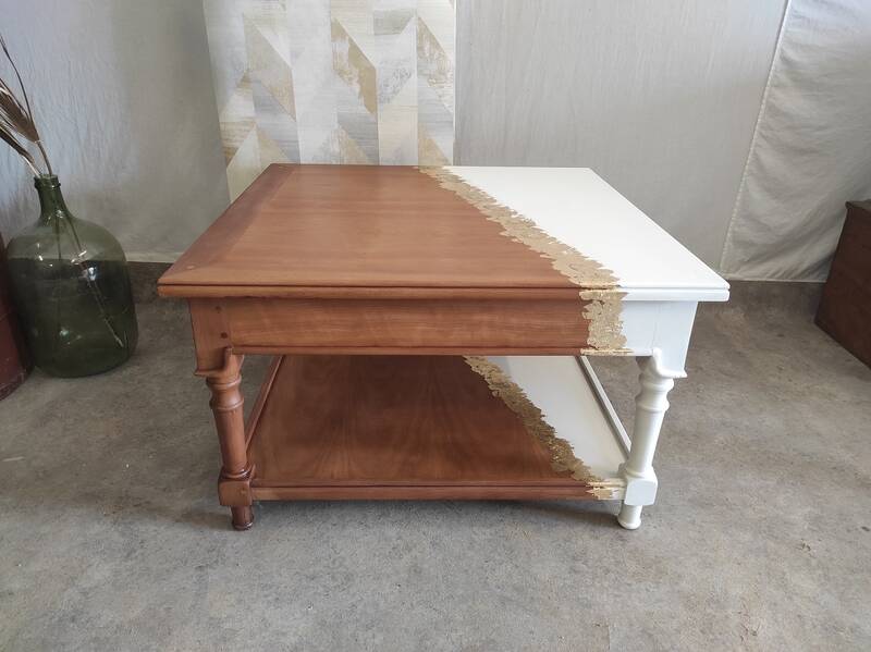 White and gold leaf coffee table