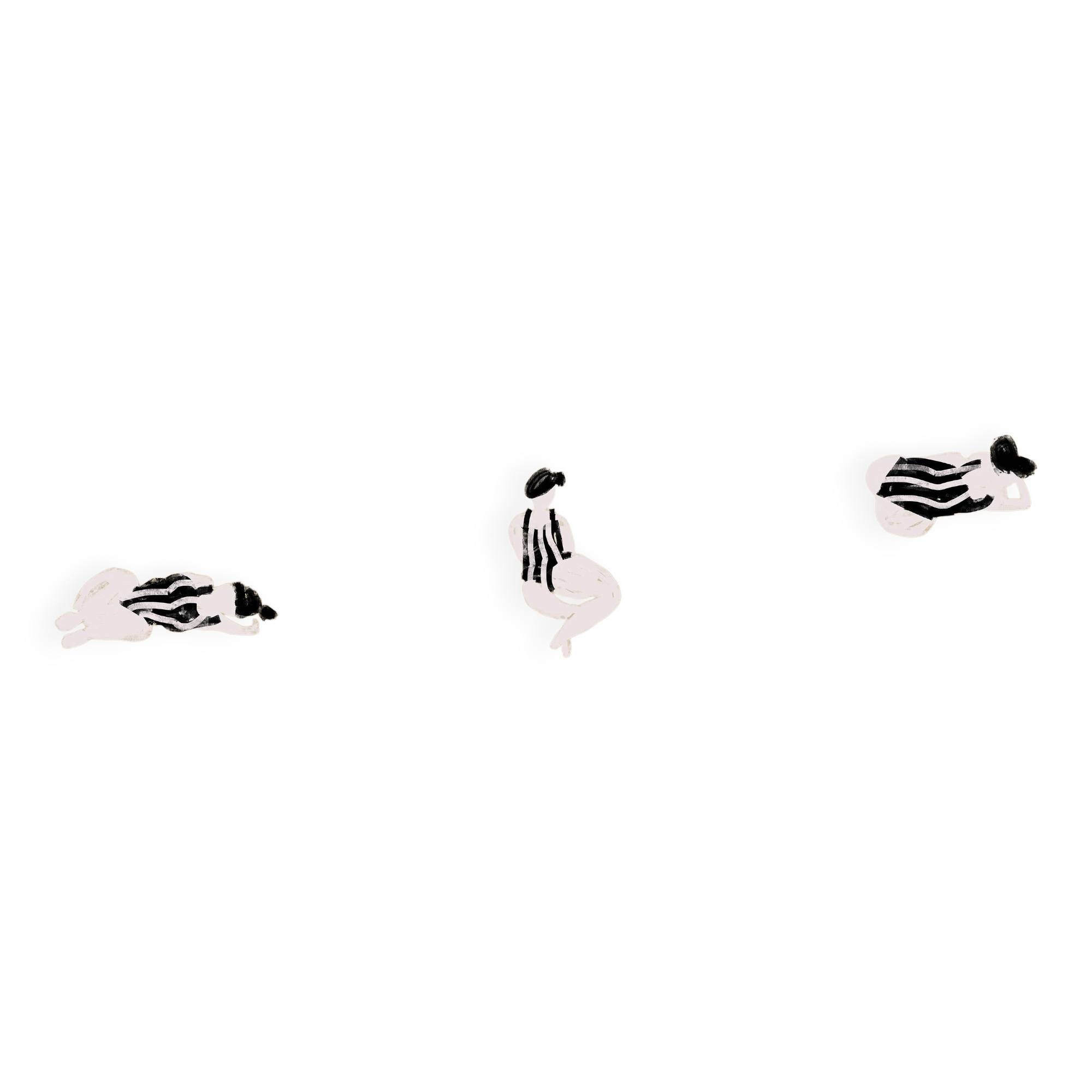 Set of 3 figure giclee prints