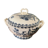 Soupière ancienne en porcelaine opaque de gien - modèle chardons – xixème s