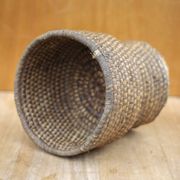Old wicker bowl, straw and bramble burgundy, braided bowl, countryside, chalet