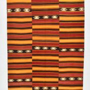 Tapis kilim ethnique turc rouge et orange, 173 x 225 cm