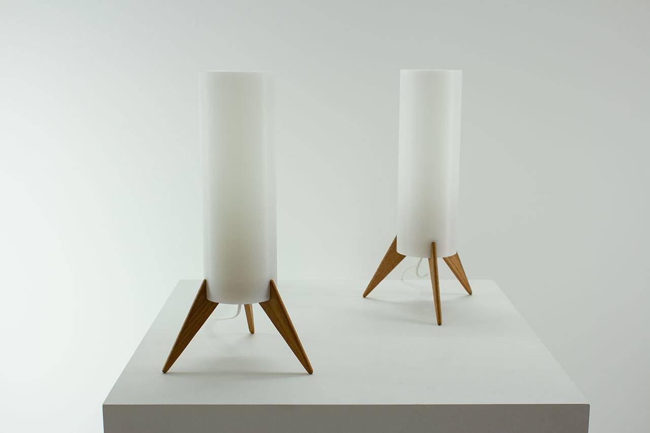 Pair of Raketen table lamps by Luxus, Sweden, 1960s