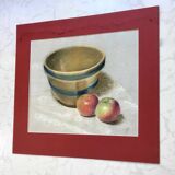 Pastel painting jar and apples