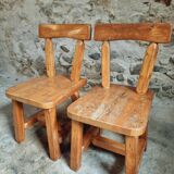 Pair of Canadian Brutalist Pine Chairs – Rustic Design from the 1970s