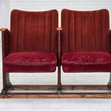 1950s, Danish theater armchairs, furniture velour, original condition.