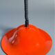 Vintage orange enameled metal pendant light – space age design – 1970s