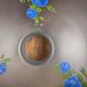 Vintage globe with blue flowers – Frosted glass lampshade in a romantic style