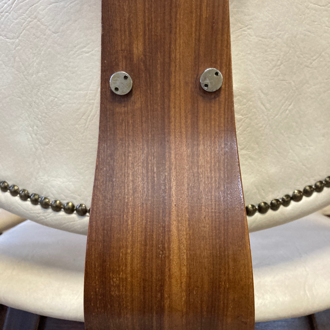 Set of 4 teak dining chairs in off white skai leather,  dutch 1950-60s