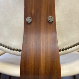 Set of 4 teak dining chairs in off white skai leather,  dutch 1950-60s