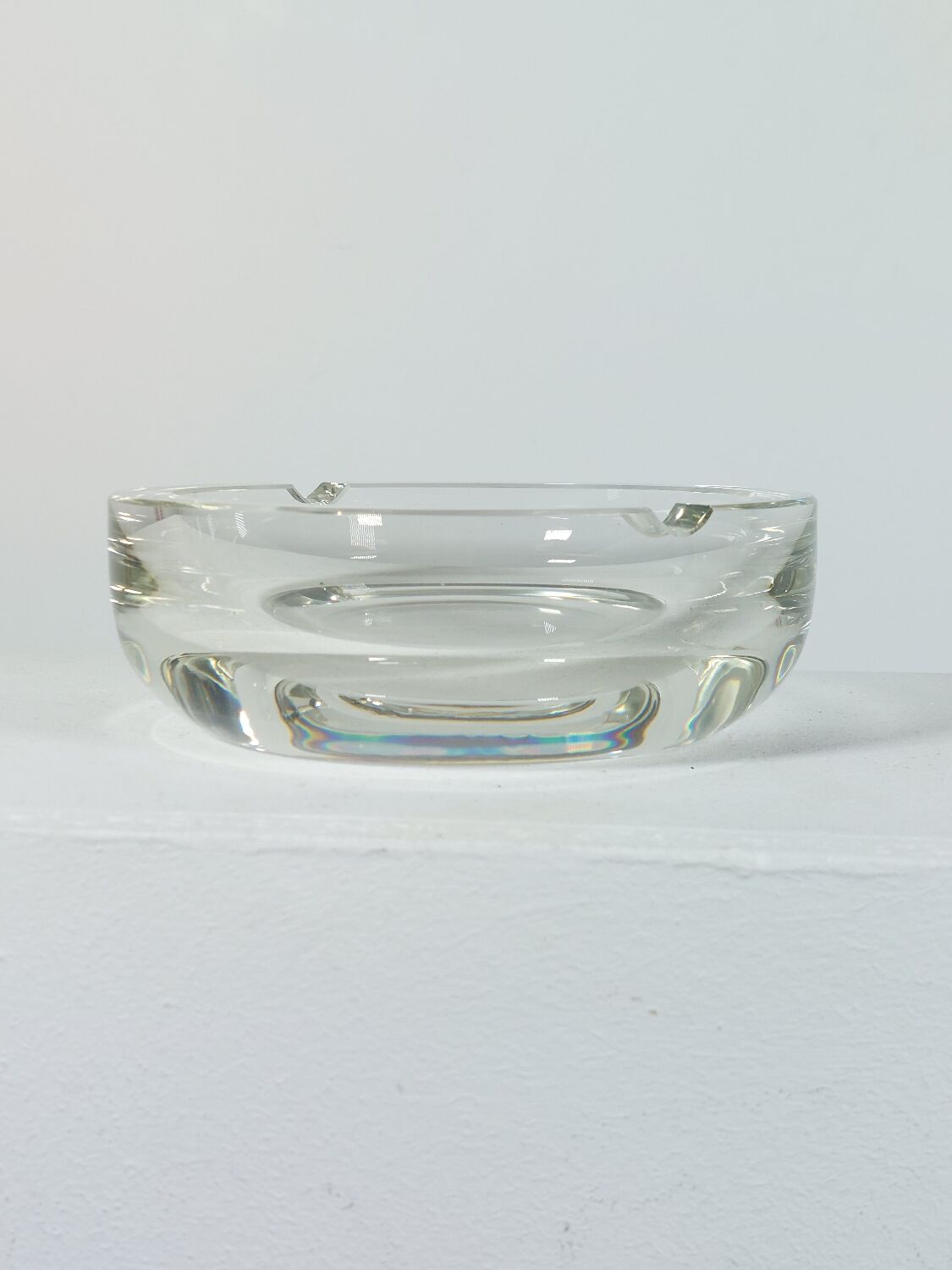 Vintage mid century hand cut crystal glass cigar ashtray