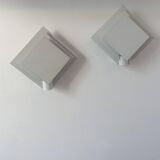 Pair of vintage wall lights, white lacquered metal, Netherlands 1970s