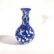 Vintage biot vase in double blown blue glass, coloured dot, design 2000 signed "arnold biot"