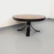Vintage round coffee table from the 60s 70s by Raymond Corroyez in ceramic