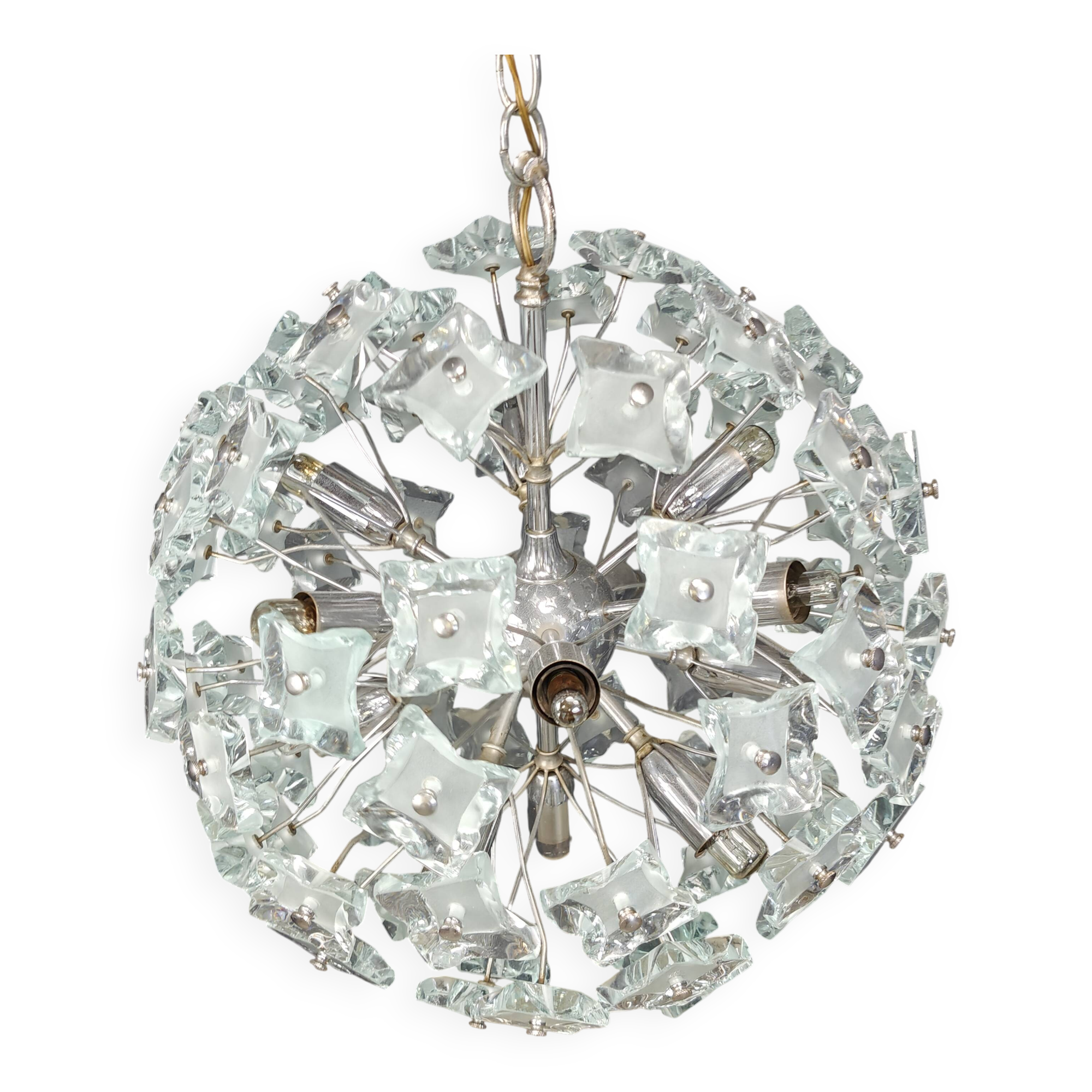 Mid century glass sputnik chandelier, 1970s