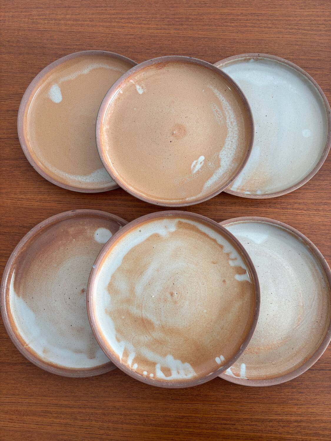 Natural stoneware plate 1970 vintage ceramic beige