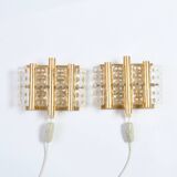 HANS-AGNE JAKOBSSON. Pair of wall lights, glass/brass