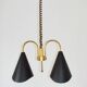 Mid-Century Modern pendant light, brass and metal, 1970s.