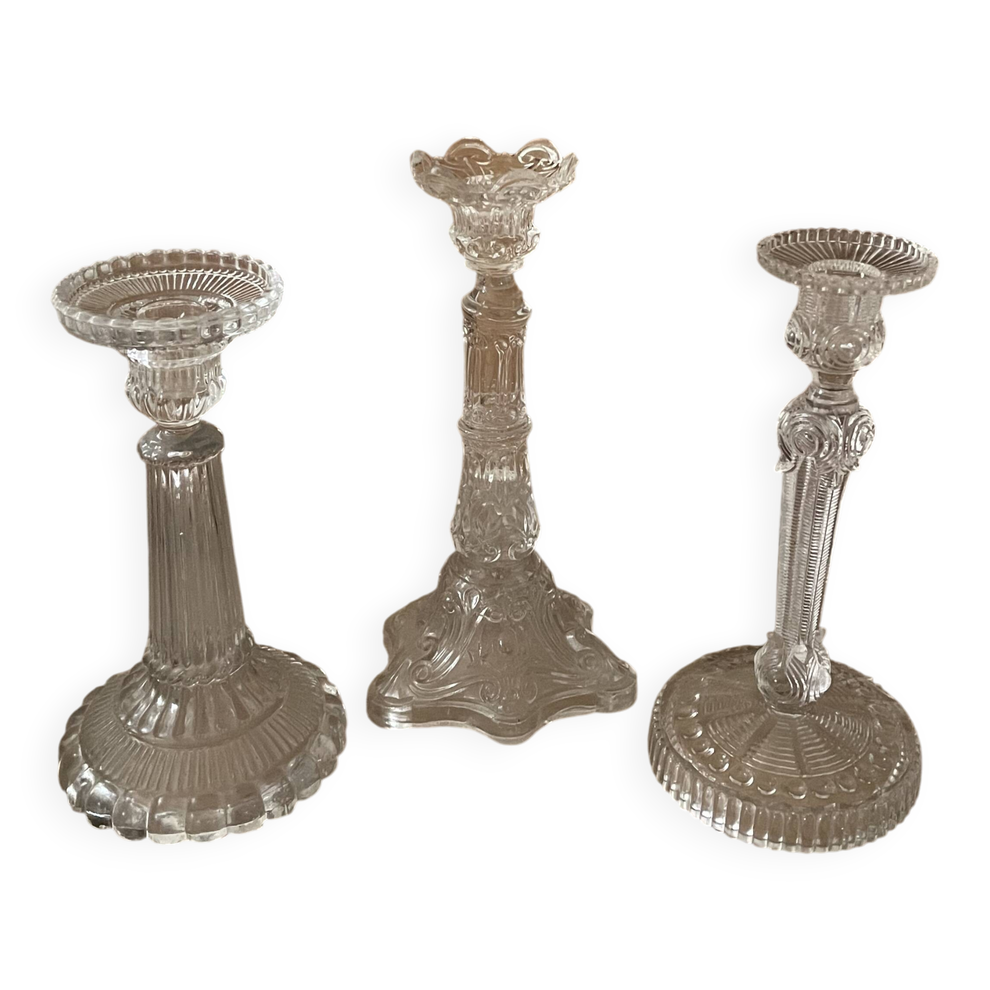 Lot of vintage glass candlesticks