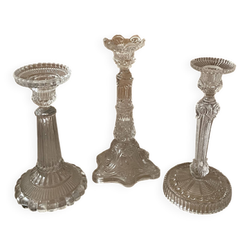 Lot of vintage glass candlesticks