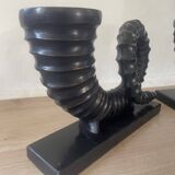 vintage sculptural bookends, ram's horns