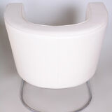 White leather Halabala armchairs made in 1930s Czechia - Fully restored