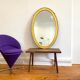 XXth oval mirror, gilded wood trumeau, beveled ice, vintage medallion mirror