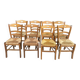 12 solid wood and straw chairs