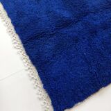 Moroccan Berber carpet beni ouarain uni blue majorelle 242x148cm