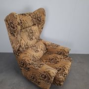 Mid-Century Czechoslovak Plush Wingback Recliner Chair, 1970s