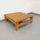 Vintage square coffee table in solid oak wood from the 60s 70s