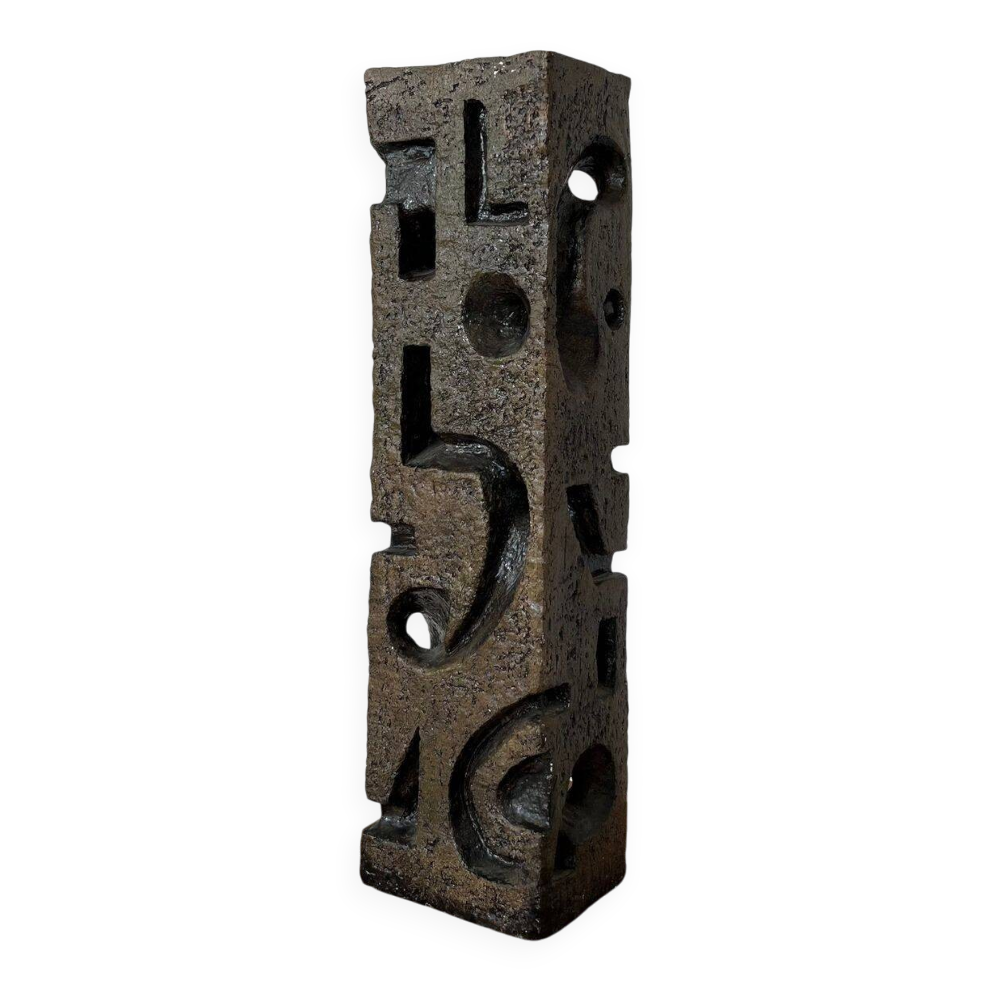 Large Brutalist Ceramic Sculpture – Abstract Totem Form, c. 1960s–70s
