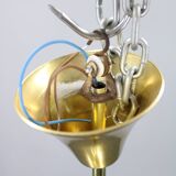 Italian mid-century brass and plastic pendant lamp, 1970s